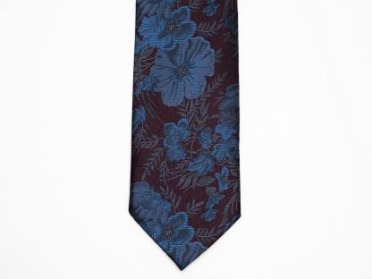 Burgundy and blue floral tie - Image 2